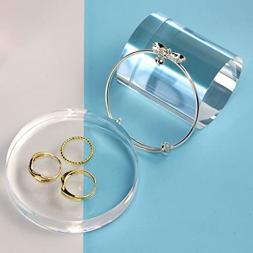 Clear Polished Acrylic Cube Cylinder Round Photo Props, Transparent Solid Acrylic Display Blocks for Photography Boutique Jewelry Cosmetic Crafts Closet Show, 4 Pcs (Transparent Cylinder) - color: Transparent Cylinder