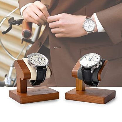 Solid Wood Single Watch Display Stand for Men Jewelry Watch Showcase Stand Display (Beige) - color: Beige