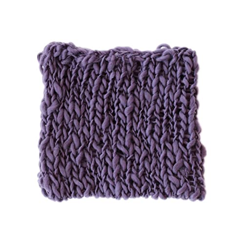 Coberllus Newborn Baby Photography Props Blanket Handmade Knitted Twist Wrap Posing Aid Backdrops for Boy Girls Photography Shoot - color: Dark Purple