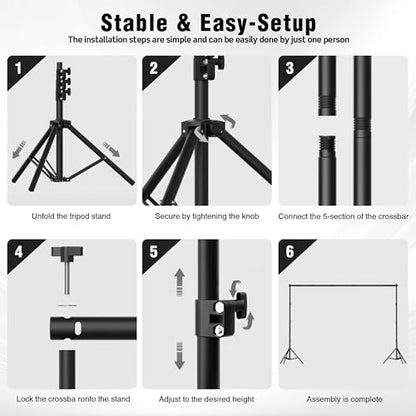 Backdrop Stand for Parties 10 x 8.5 FT, Heavy Duty Photography Backdrop Stand for Events, Video Shooting, Portable Photo Background Stand with Carry Bag, Sandbags, Spring Clamps - size: 10x8.5 FT
