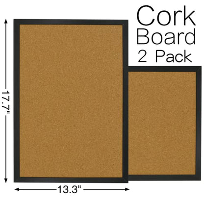 OWLKELA 2 Pcs Cork Board, 17.7"X 13.3" Bulletin Board, Vision Board, Notice Pin Board, Ideal for Office & Home Decor, School Message Board - size: 2 Pcs 13.3 x 17.7 inch