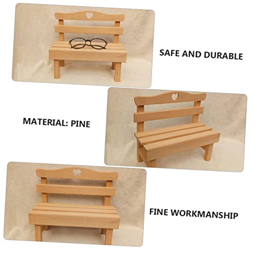 KESYOO 1pc Decorative Mini Pine Bench Figurine Creative Wooden Photography Prop Adorable Miniature Chair for Home Decor for Dollhouse Displays and