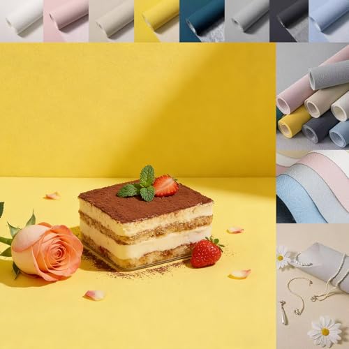 8PCS Non-Wrinkle Product Photography Backdrops, 28x20IN Photo Backdrop Texture Cloth- Tabletop Flat Lay Mat Props for Food Jewelry Cosmetic - color: White Grey yello