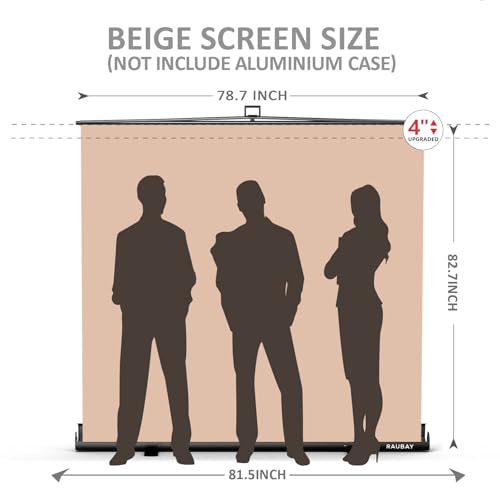 【Wider Style】 RAUBAY 78.7 x 82.7in Large Collapsible Beige Backdrop Screen Portable Retractable Panel Photo Nude Background with Stand for Video Conference, Photographic Studio, Streaming - color: Beige, size: Wider (78.7 x 82.7in)