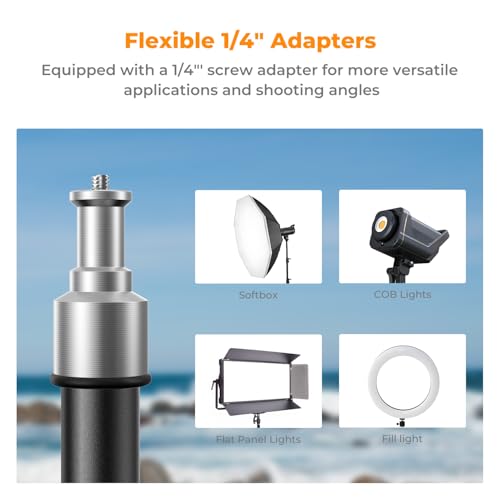 K&F CONCEPT Light Stand for Photography, 6.5ft/2M Portable Extendable Photo Video Tripod Stand, Lighting Tripod with 1/4" Screw for Lighting/Strobe Light/Webcams/Cameras/Softbox, with Storage Bag - size: 2.0M
