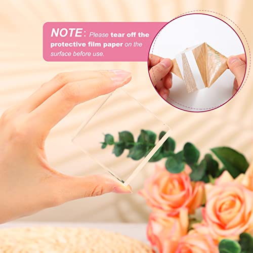 Vicenpal 4 Pieces Acrylic Square Display Block 2 x 1 Inches Clear Polished Cube Jewelry Stand Ring Showcase Holder Base