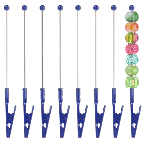 PATIKIL Long-Tailed Alligator Clamp, 8 Pcs 5.3 inch/135mm Metal Wire Alligator Clamp Beadable Alligator Photo Clips for Picture Note Menu Memo DIY Decor Crafts, Dark Blue - color: Dark Blue