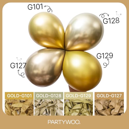 PartyWoo Metallic Gold Balloons 128pcs Different Sizes of 18 12 10 5 Inch Chrome Gold Balloon Arch Kit Garland for Birthday Graduation Baby Shower Wedding Bachelorette Party Decorations Gold-G127 - color: Gold-g127