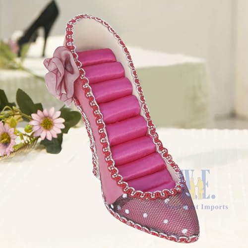 Ring Holder High Heel Shoe Design Fashion Jewelry Organizer Display Birtyday Gift (Fuchsia) - color: Fuchsia