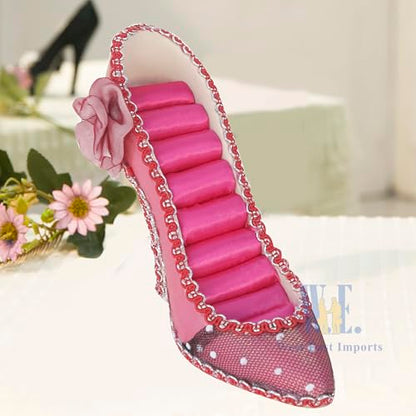 Ring Holder High Heel Shoe Design Fashion Jewelry Organizer Display Birtyday Gift (Fuchsia) - color: Fuchsia