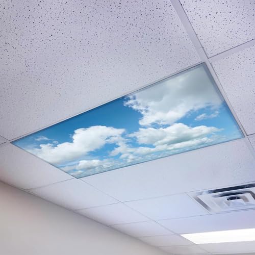 Magnetic Fluorescent Light Cover for Ceiling Lights Classroom 2x4 - High Resolution Magnetic Office Light Filter (Pack of 1) - Improve Focus, Eliminate Headaches & Eyestrain - Cloud - color: Majestic Stratocumulus