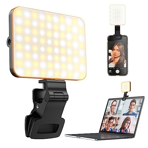 UBeesize Selfie Light for Phone, 80 LED Video Fill Light with Clip for iPhone, Laptop, 3 Light Modes 10 Level Brightness Portable Travel Light for Tiktok, Selfie, Vlog, Live Stream,Make Up,Photography - style: Square Light-2