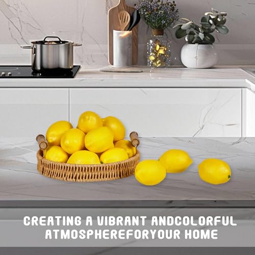18 PCS Artificial Lemons: Decorations for Homes, Kitchens, Weddings and Parties; Photography Styling Elements; and Early Education Props. (Large Size, Yellow)