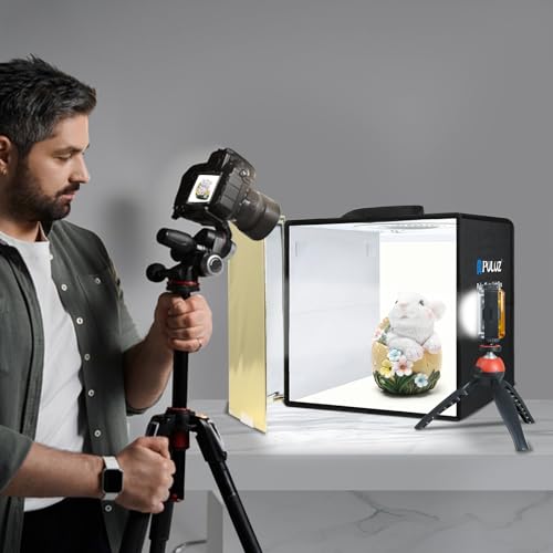 Lightbox, PULUZ 11.8"/30cm Photo Studio Light Box, Portable Picture Box Adjustable Brightness, Folding Professional Light Box Photography with Led Lights and 6 Colors Backdrops for Product Photography - color: 11.8x11.8x11.8in