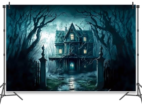 Halloween Party Decorations Backdrop Scary Haunted House Night Castle Halloween Background for Photography Halloween Kids Party Decor Banner Photo Studio Props 5x3ft - color: Halloween 004, size: 5x3ft