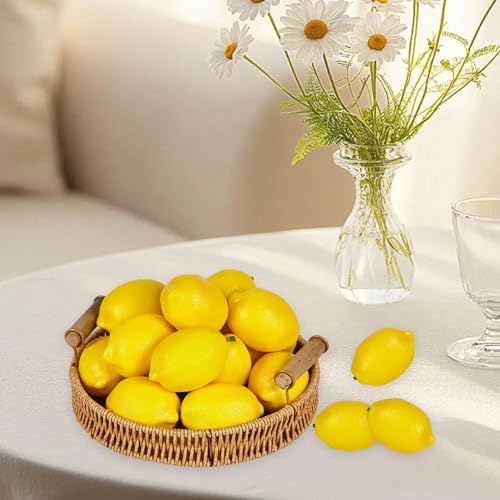18 PCS Artificial Lemons: Decorations for Homes, Kitchens, Weddings and Parties; Photography Styling Elements; and Early Education Props. (Large Size, Yellow)