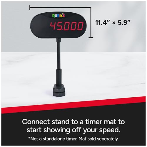 Rubik’s Cube, Timer Stand, Clear Display Device for WCA Speedcubers, Track Your Time to Solve Brain Teaser Puzzle for Adults, Problem-Solving Brain Teaser Fidget Toy for Kids, Ages 8 & Up - color: Rubiks Timer Stand