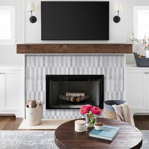DICOFUN 10-Sheet Grey & White Marble Peel and Stick Backsplash for Kitchen, PVC Stick on Backsplash Wall Tiles - color: Fish Scale/Grey and White Marble, size: 10 Sheets, 12"x12"x0.12"