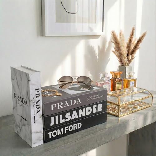 PROBENEX Marble Large | 4 PCS Faux Decorative Books for Home Decor | Not Real Books (Cardboard Boxes) | Coffee Table, Bookshelf & Shelf Styling Display Props for Living Room, Office - color: Marble_large