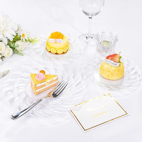 U-QE 100 Pieces Clear Plastic Plates - 9 Inch Clear Disposable Plates - Washable & Reusable - Premium Hard Plates - Party Supplies for Birthdays, Celebrations, Travel, Wedding, Party and Events - color: 9Inch-100pcs-Clear