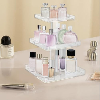 YAGELI Perfume Organizer for Women - Large 3-Tier Clear Acrylic Cosmetic Storage for Bathroom, Vanity & Dresser | Makeup Jewelry Display Stand | Non-Slip Base, Sturdy & Scratch-Resistant - size: 3 Tier