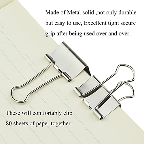 HAHIYO Binder Clips Paper Clamps Spring Steel Sturdy Medium 1.26 inches Width 0.39 Inch Capacity No Sharp Edges Heavy Duty Tight Grip Reusable Silver Metal Bright Finish for Home Office School 13 Pack - size: Silver1.26in-13P