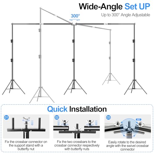 FUDESY 10x20ft Backdrop Stand Heavy Duty Adjustable Photography Background Support System with Angle Rotatable Connector, Spring Clamps, Sandbags, Ring Clips, Carry Bag for Photo Video Studio, Wedding