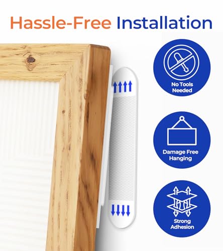 HASAAO Picture Hanging Strips, Medium 80 Strips (40 Pairs), Damage Free Wall Hangers for Frames and Posters, Heavy Duty Removable Adhesive Hook and Loop Tape, No Nails Needed, White - style: Medium 40 Pairs