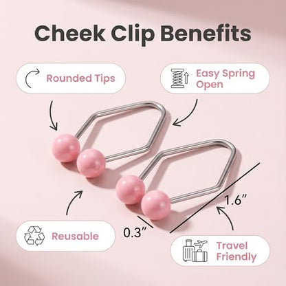 Dimple Maker Cheek Clip Set, Pink 4pcs Reusable Spring Face Accessory for Smile Positioning Practice, Rounded Tips, face dimple Training Tool