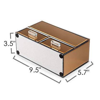 OnDisplay Olivia 2 Drawer Tiered Mirrored Glass Makeup/Jewelry Organizer - Rose Gold