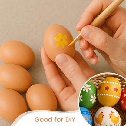 LovesTown 8PCS Easter Wooden Fake Eggs, Chicken Faux Eggs for Painting Food Pretend Play (Pack of 2) - size: Medium (Pack of 2), style: original