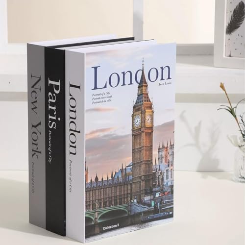 3 PCS Faux Decorative Books for Home Decor-Coffee Table Books Decor-Aesthetic Fake/Faux Books for Decoration,libros Decoration for Coffee Table, Shelf Accessories (3-Paris London New York Shipaitu) - color: 3-paris London New York Shipaitu