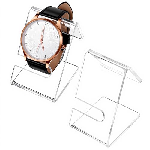 2 PCS Watch Display Stand, Acrylic Watch Display Single Bracelet Holder Stands Lightweight Bracelet Holder for Men Women Home Office Desk Bedroom Watches Jewelry Decor