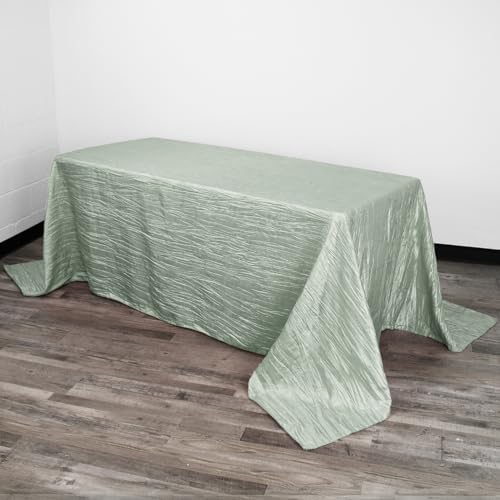 YOUR CHAIR COVERS - 90 x 132 inch Rectangular Crinkle Taffeta Tablecloth - Sage, Rectangle Table Linens for 6 ft Rectangular Tables, Wedding Crushed Table Cloth - color: Sage, size: 132" x 90" (Rectangular)