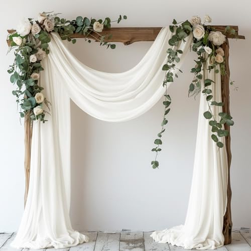 Wokceer Wedding Arch Draping Fabric 28.7" x 20FT Ivory Drapes Sheer Fabric Backdrop Arch Draping Fabrics for Wedding Ceremony Birthday Party Bridal Shower Decoration - color: Ivory, size: 1 Panel