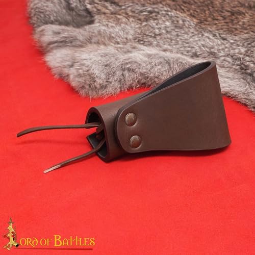 Lord of Battles Medieval Genuine Leather Axe Frog | Axe Holster with Belt Loop | Waist Holder for Axes, Tools - color: Dagger Holster - Brown