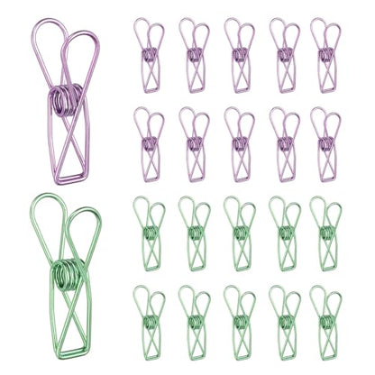 PATIKIL 50Pcs Paper Office Binder Clips, 1.26" Small Metal Wire Hollow Out Paper Clamps Long Tail Binder Clips for Photo Clothes Hanging Office Home Kitchen Food Package, Green/Purple - color: Green/Purple