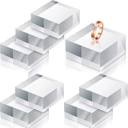 Remerry 8 Pieces Acrylic Display Block 2 x 2 x 1 Inch Clear Polished Acrylic Square Display Cube Block Stand Holder for Rings Jewelry Ornaments - size: 2 X 2 X 1 Inch