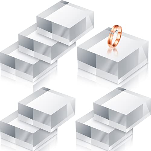 Remerry 8 Pieces Acrylic Display Block 2 x 2 x 1 Inch Clear Polished Acrylic Square Display Cube Block Stand Holder for Rings Jewelry Ornaments - size: 2 X 2 X 1 Inch