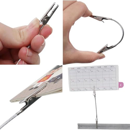yukata Gold Double Sided Clips 4 inch Office Memo Holders Wire Alligator Clamp Metal Alligator Clips for Crafts,DIY Card,memos, Photos, Notes, menus 8PCS