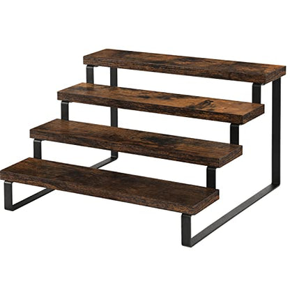 YINMIT Wooden Display Riser Stand, Tiered Perfume and Cologne Organizer Stand, 4 Tier Spice Rack Organizer, Rustic Display Shelf for Candles (4 Tier) - color: 4 Tier,Brown