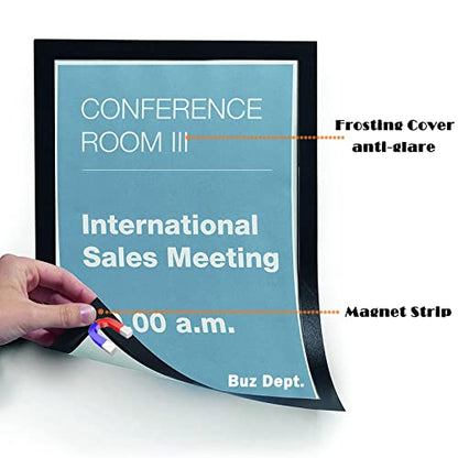 JIUYE 8.5" x 11" Magnetic Document Paper Holder Backside with Magnetic Tape,Magnetic Display Frame for Sign/Notice/Photo,work on Metal and Magnetic Surface (Frosted Surface,12Pcs) - size: 8.5" x 11" Size