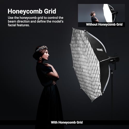 NEEWER BASICS Parabolic Softbox, 47.2" Bowens Mount Soft Box, Light Diffusers/Grid/Bag, Compatible with Aputure 150c Compatible with Godox SL60w NEEWER FS300C FS230C FS150B HB80C CB200C Q6 Q300, NS66P - size: 120cm/47.2"