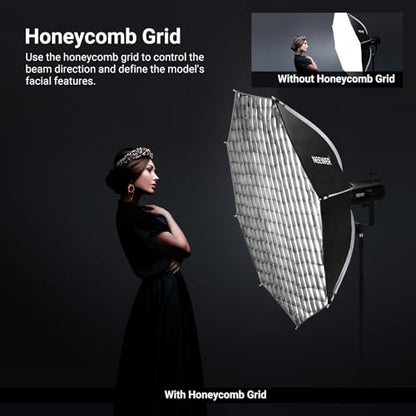 NEEWER BASICS Parabolic Softbox, 47.2" Bowens Mount Soft Box, Light Diffusers/Grid/Bag, Compatible with Aputure 150c Compatible with Godox SL60w NEEWER FS300C FS230C FS150B HB80C CB200C Q6 Q300, NS66P - size: 120cm/47.2"