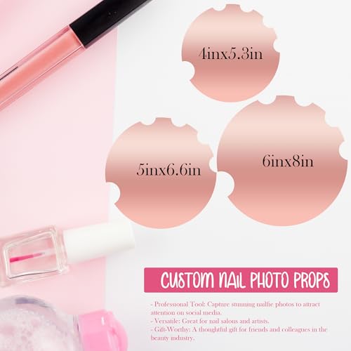 Custom Nail Photo Props, Acrylic Nail Picture Props Personalized Logo Nail Tech Decor Plate Nailfie Disk with Social Media Salon Nail Display Stand Nail Polish Display Gifts for Nail Artist - color: Design 1