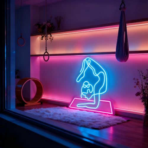Neon Sign for Wall Decor Light Up Letters Business Led Sign Birthday Party Gifts Led Decorative Night Signs Room Decorations Party Signs for Yoga Studio Fitness Center Opening (Yoga) - color: yoga