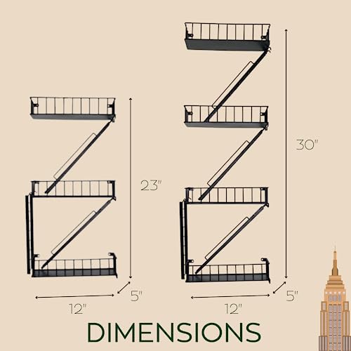 VERSATILE KAS Fire Escape Shelf Fire Escape Wall Shelf Trinket Shelf Display Action Figure Figure Display Shelf Superhero Display Floating Staircase New York Wall Ladder Firescape (3-Tier) - size: 3-Tier
