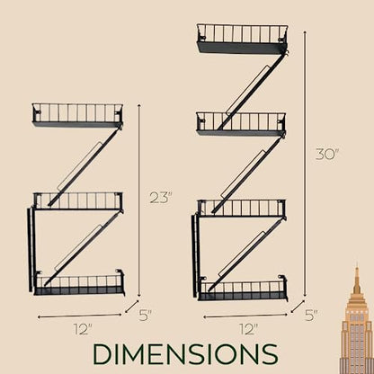 VERSATILE KAS Fire Escape Shelf Fire Escape Wall Shelf Trinket Shelf Display Action Figure Figure Display Shelf Superhero Display Floating Staircase New York Wall Ladder Firescape (3-Tier) - size: 3-Tier