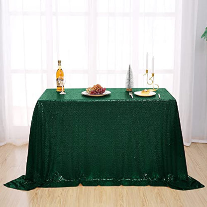 Nanbowang Dark Green Art Deco Sequin Rectangular Tablecloth - 50"x50" - Perfect for Parties & Formal Events - size: 50" x 50" (Square)