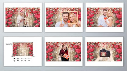 YYNXSY Vintage Rustic Wood Photography Backdrops Red Love Heart Valentine's Day Photo Background Mother's Day Wedding Bridal Shower Wedding Anniversary Party 7X5FT YY-5012 - size: 7X5FT